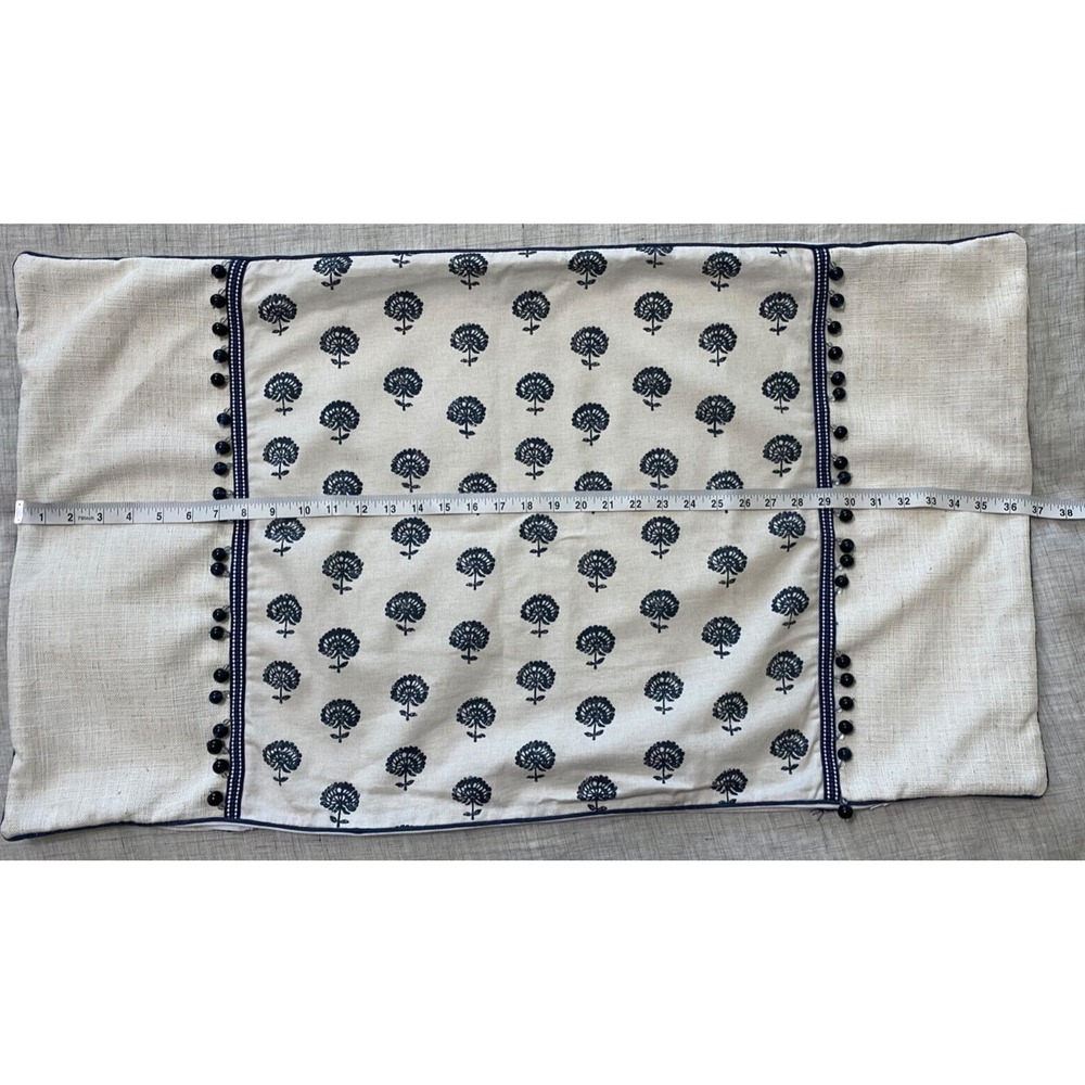 Eastern Accents Pillow Sham White Blue Glass Beads Floral Very Soft Linen Blend? - Picture 9 of 9